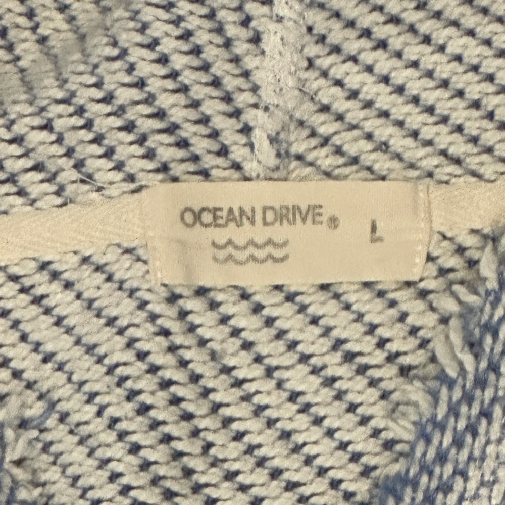 Ocean Drive Sweater Women’s Blue Hooded Long Sleeve Pullover Size Large - Picture 3 of 7